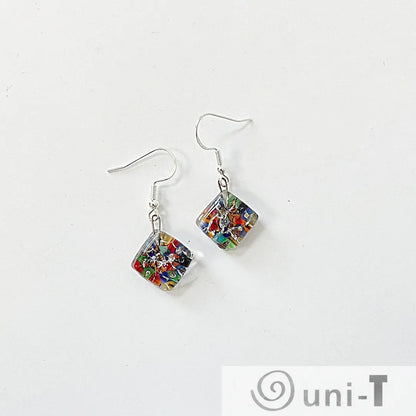 Recycled Fused Glass Earrings - Square Carolina Portillo