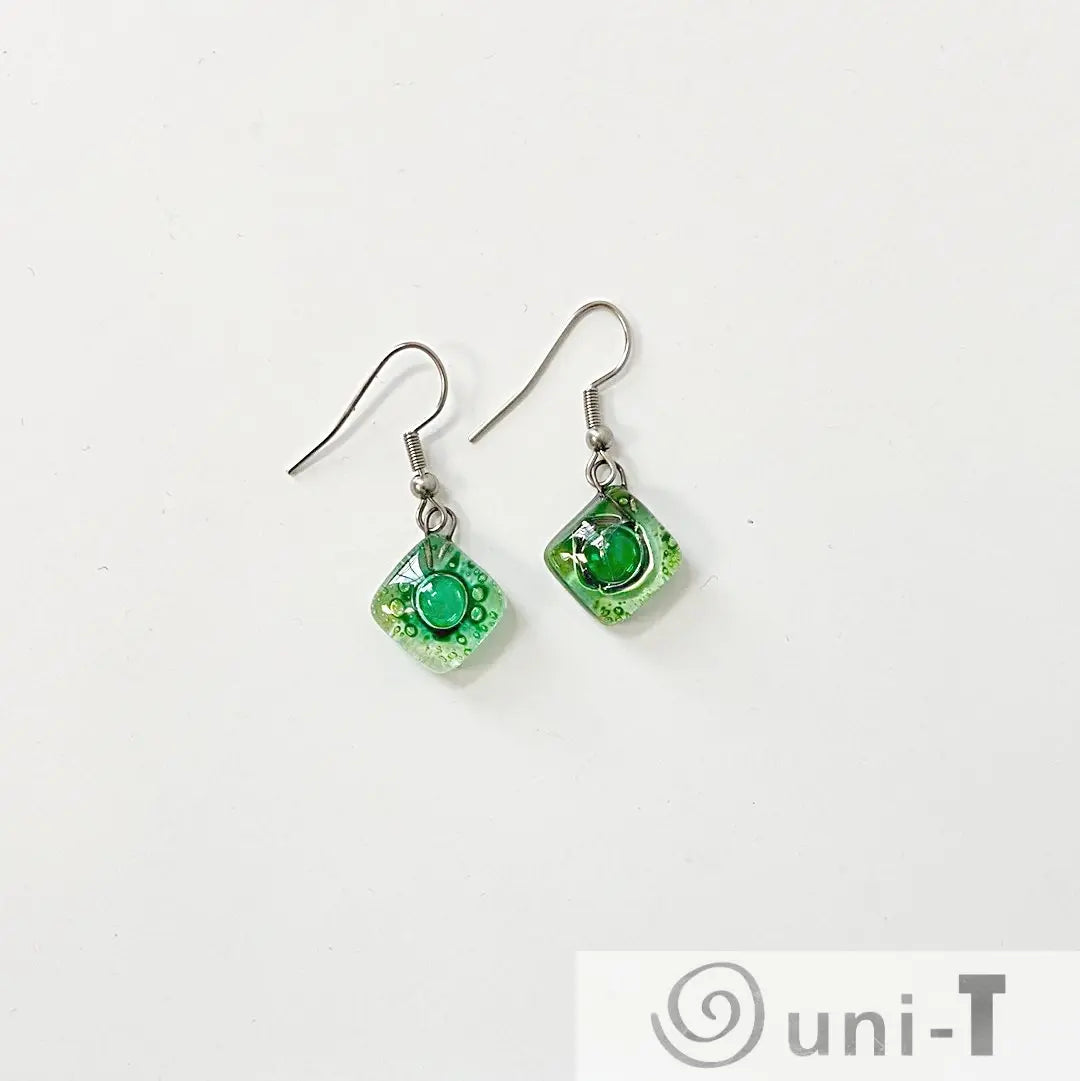 Recycled Fused Glass Earrings - Square Carolina Portillo