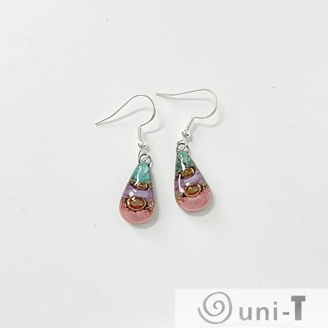 Recycled Fused Glass Earrings - Teardrop Carolina Portillo