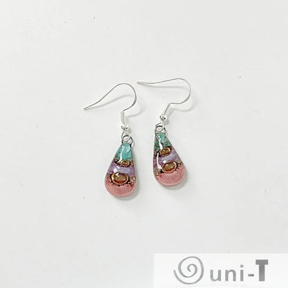 Recycled Fused Glass Earrings - Teardrop Carolina Portillo
