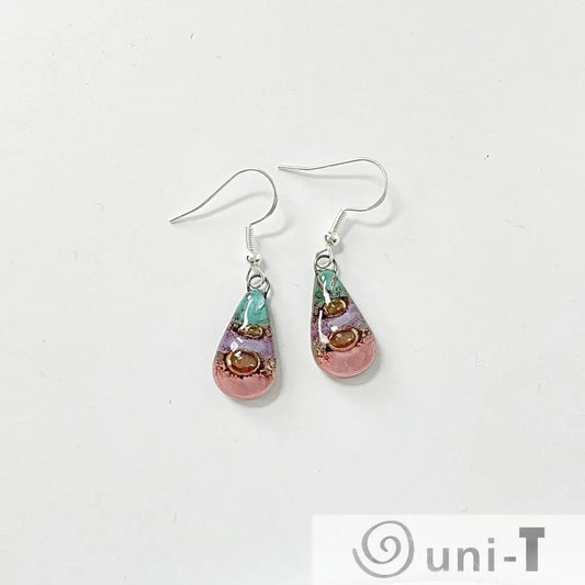 Recycled Fused Glass Earrings - Teardrop Carolina Portillo