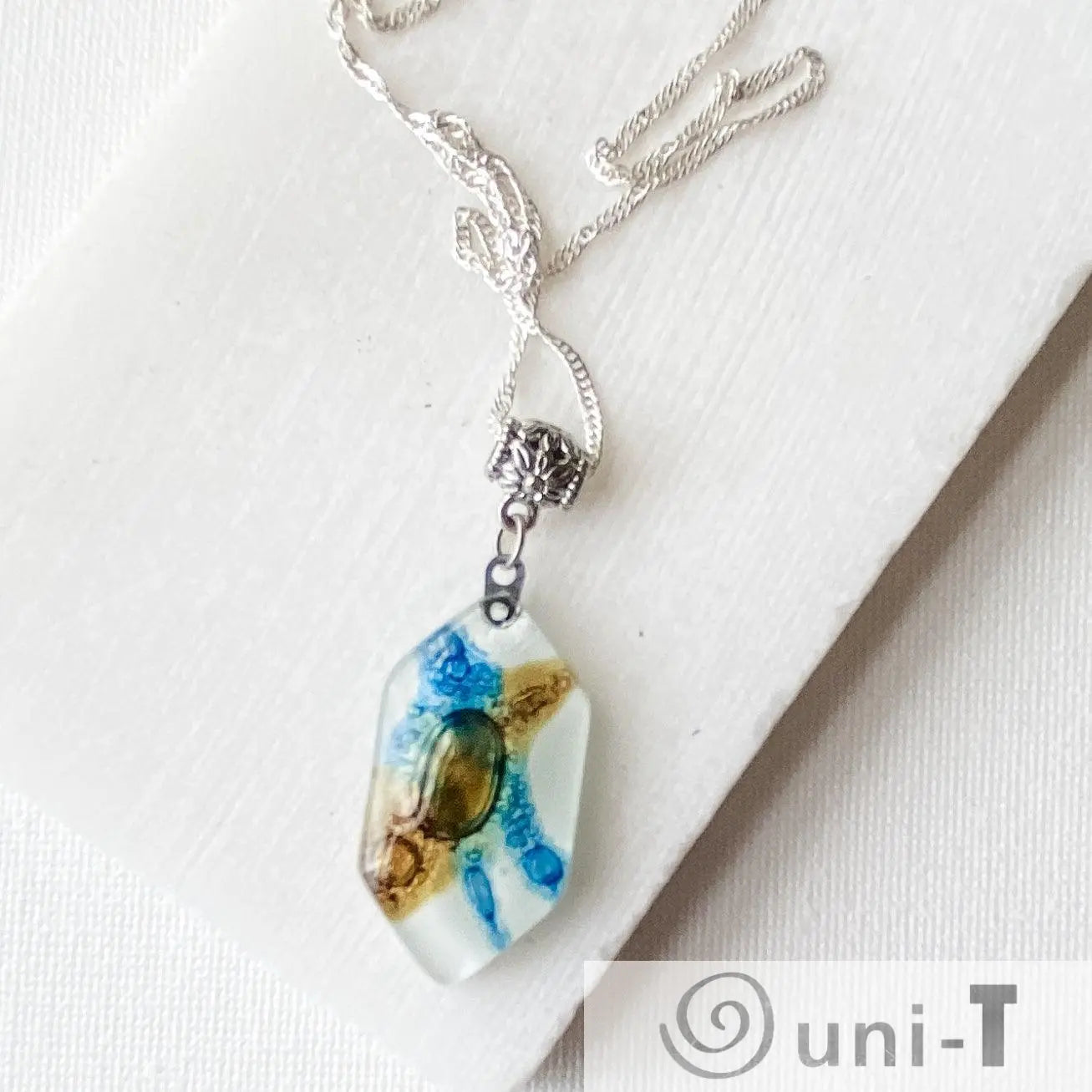 Recycled Fused Glass Necklaces - Hexagon Carolina Portillo