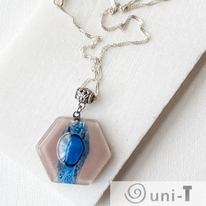 Recycled Fused Glass Necklaces - Hexagon Carolina Portillo
