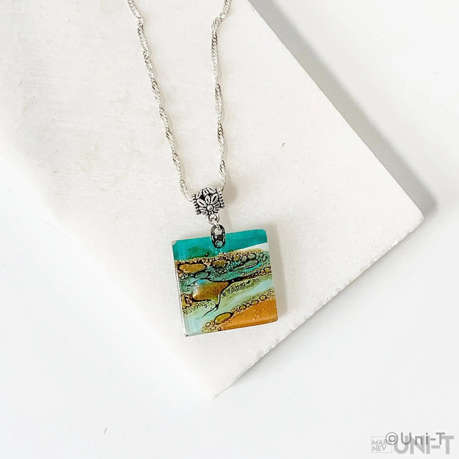 Recycled Fused Glass Necklaces - Square Carolina Portillo