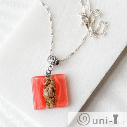 Recycled Fused Glass Necklaces - Square Carolina Portillo