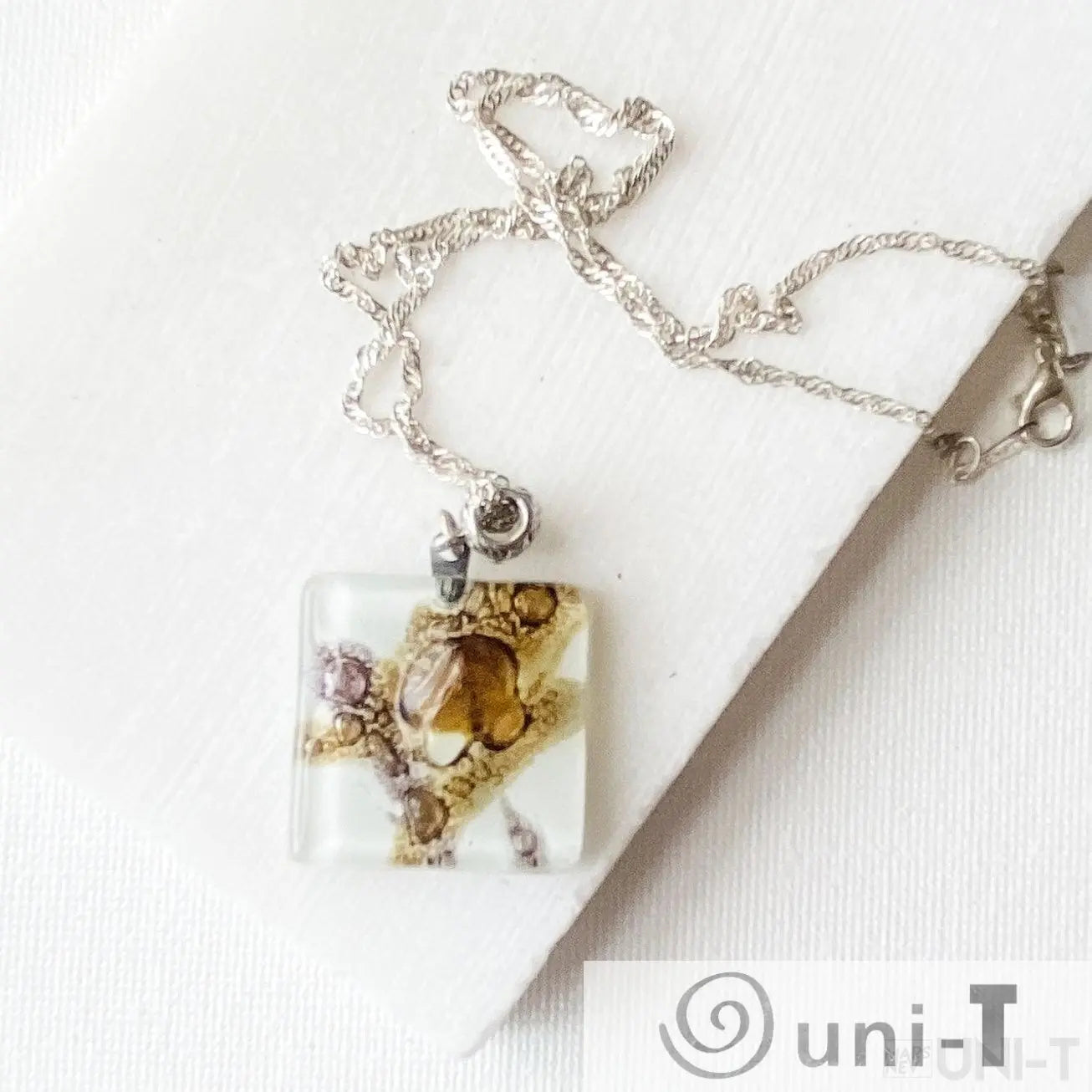 Recycled Fused Glass Necklaces - Square Carolina Portillo