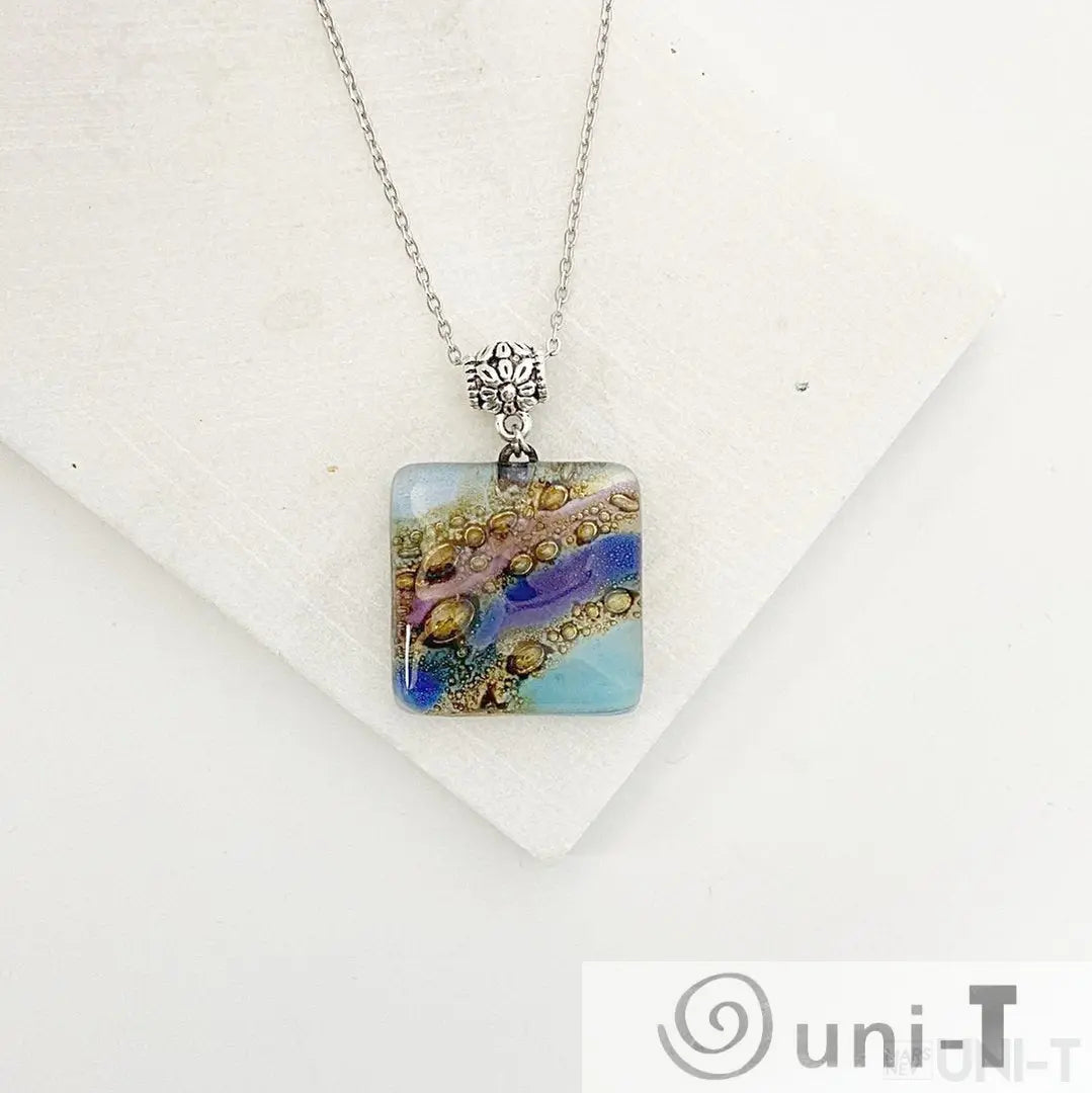 Recycled Fused Glass Necklaces - Square Carolina Portillo