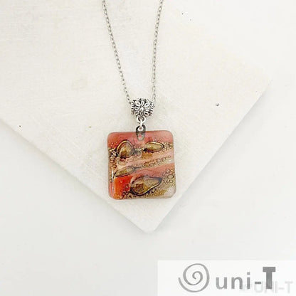 Recycled Fused Glass Necklaces - Square Carolina Portillo