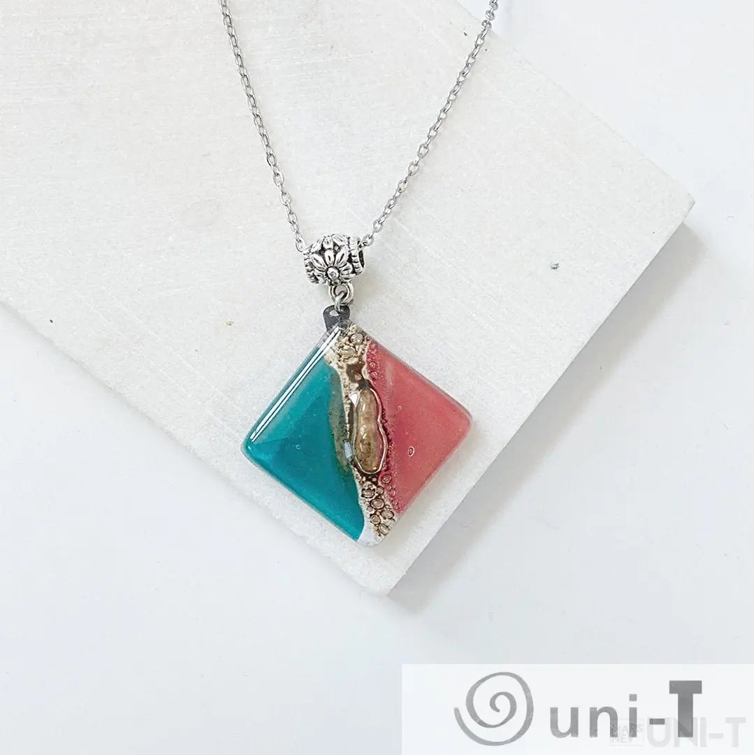 Recycled Fused Glass Necklaces - Square Carolina Portillo