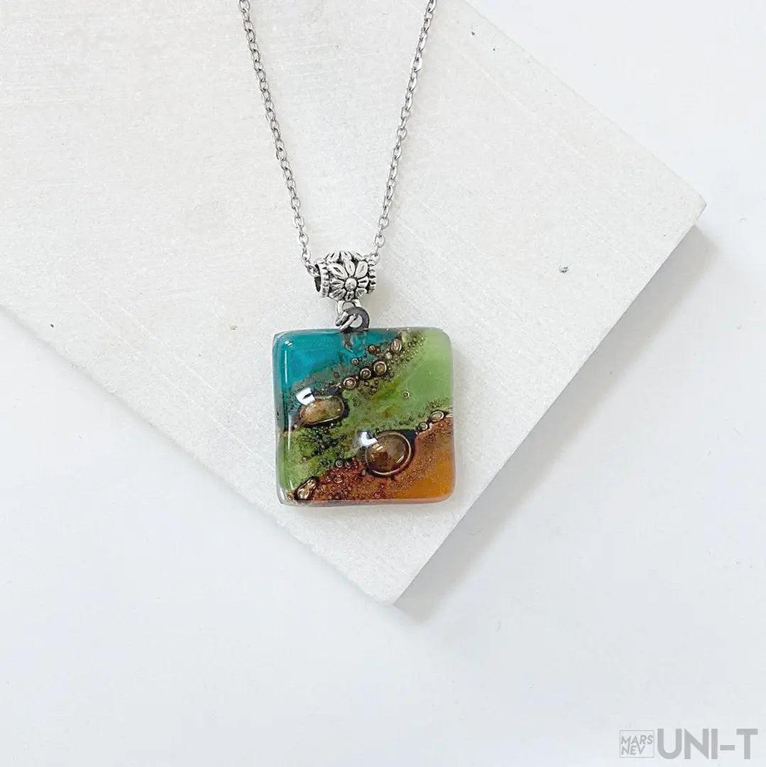 Recycled Fused Glass Necklaces - Square Carolina Portillo