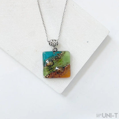 Recycled Fused Glass Necklaces - Square Carolina Portillo