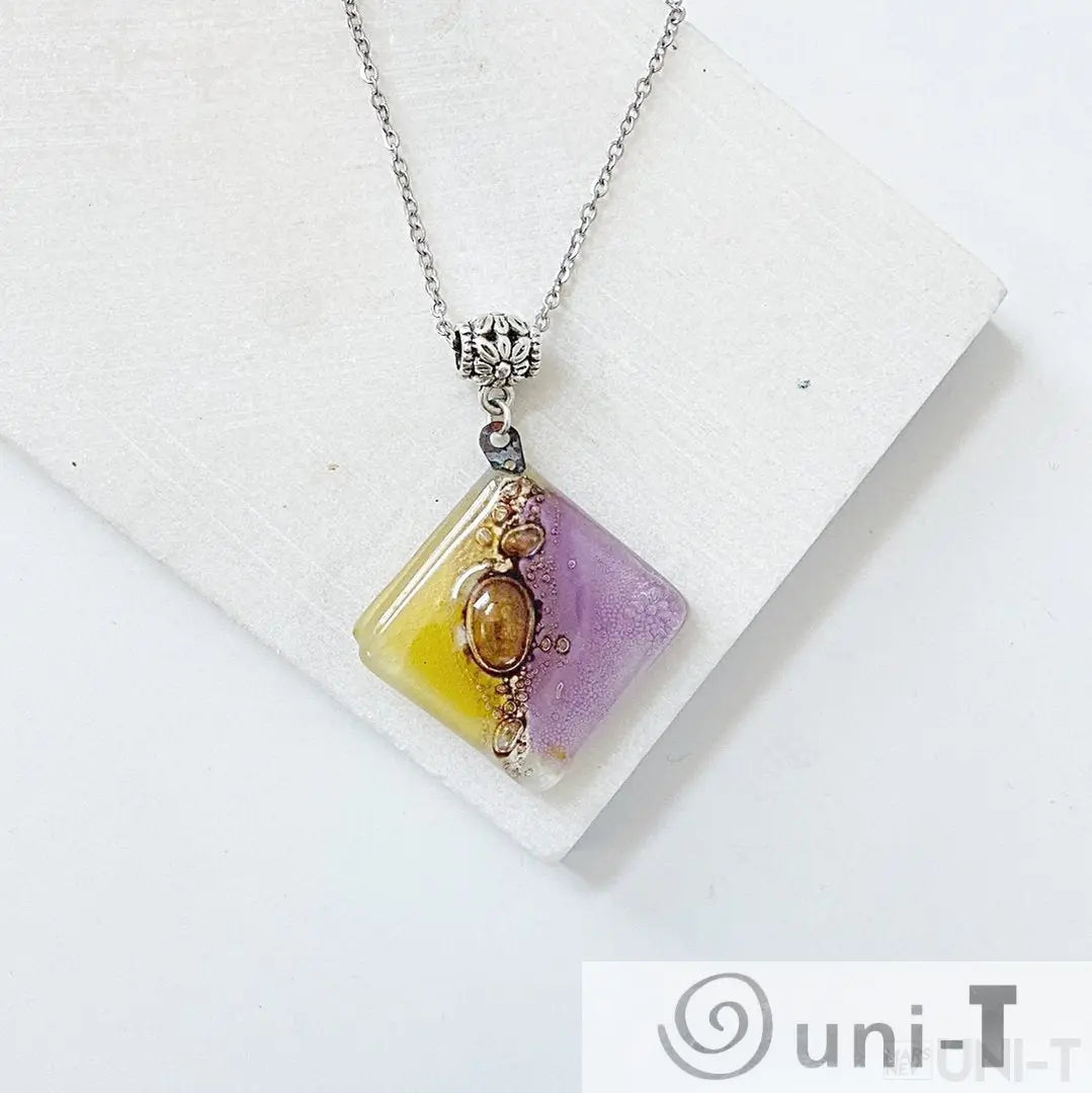 Recycled Fused Glass Necklaces - Square Carolina Portillo