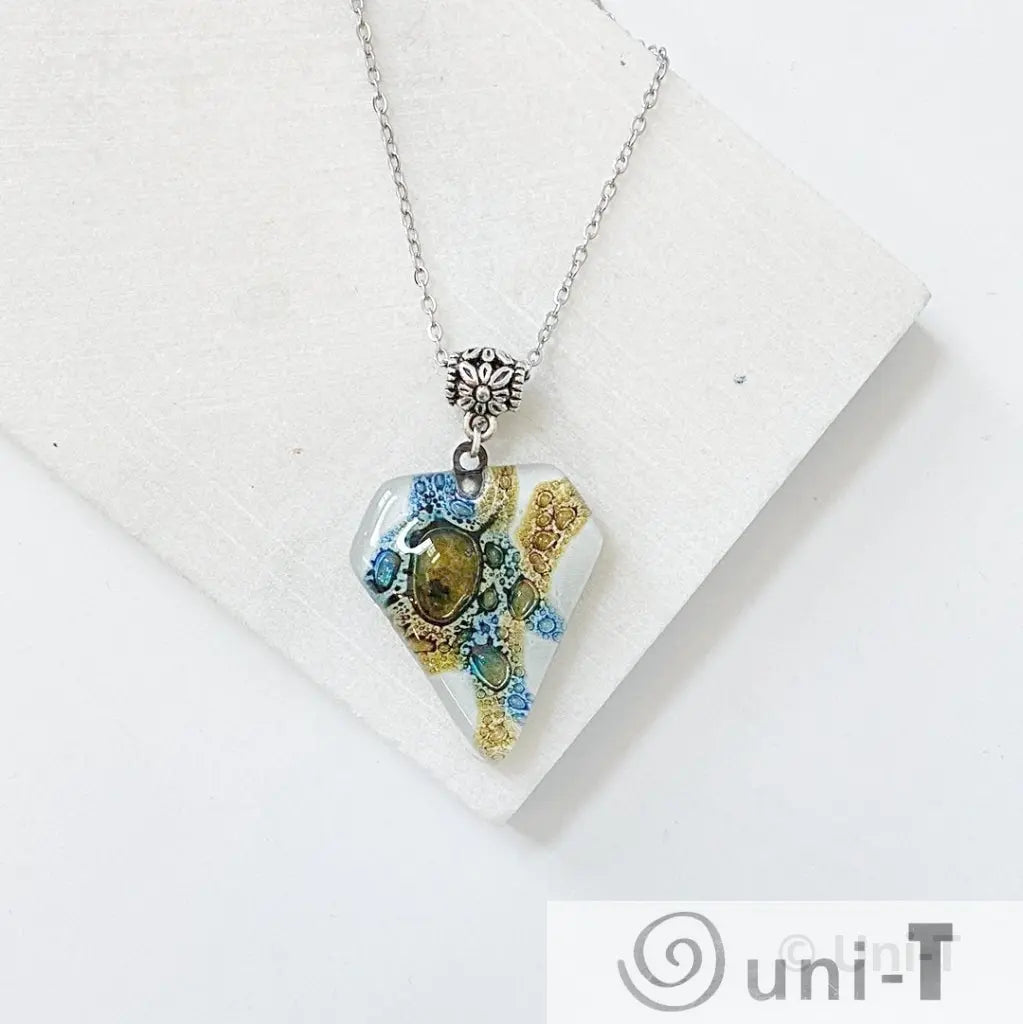 Recycled Fused Glass Necklaces - Triangle Carolina Portillo