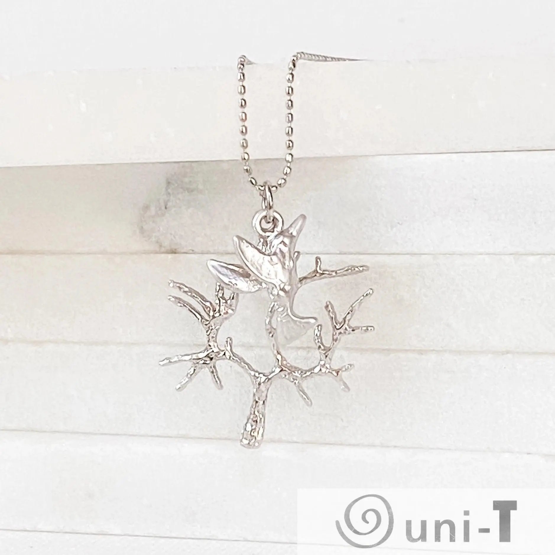 Rhodium Charm Necklace - Tree & Humming Bird Kathy James