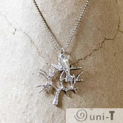 Rhodium Charm Necklace - Tree & Humming Bird Kathy James