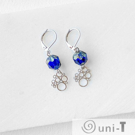 Rhodium Plated Earrings with Surgical Steel Ear Wire - Circle Clusters Kathy James