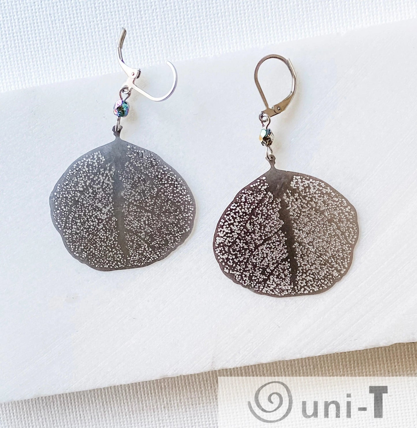 Rhodium Plated Earrings with Surgical Steel Ear Wire - Circle Lace Kathy James