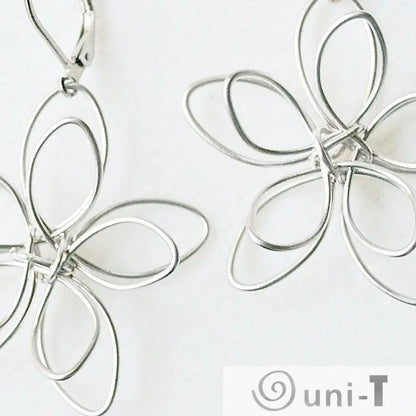 Rhodium Plated Earrings with Surgical Steel Ear Wire - Flower Kathy James