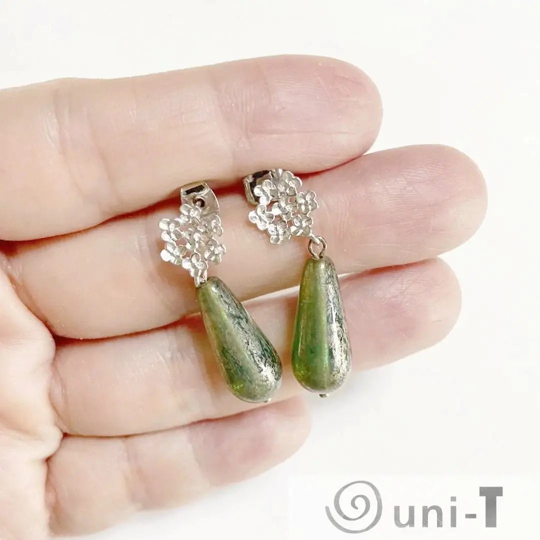 Rhodium Plated Earrings with Surgical Steel Ear Wire - Synthetic Labradorite & Opalite Drops Kathy James