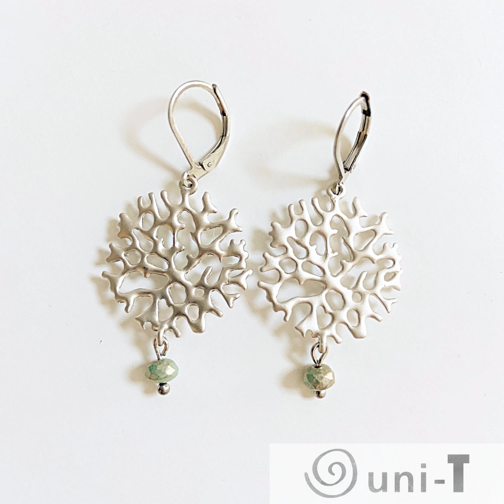 Rhodium Plated Earrings with Surgical Steel Ear Wire - Tree Branch Kathy James