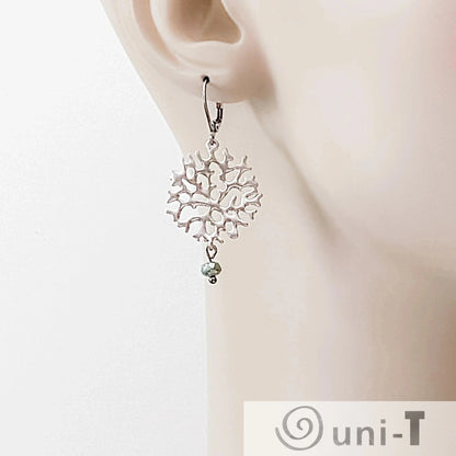 Rhodium Plated Earrings with Surgical Steel Ear Wire - Tree Branch Kathy James