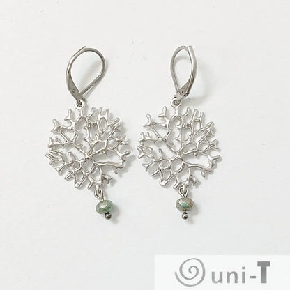 Rhodium Plated Earrings with Surgical Steel Ear Wire - Tree Branch Kathy James