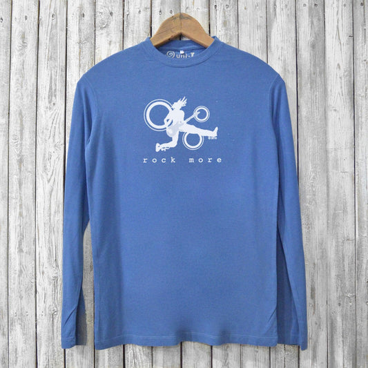 Rock More Bamboo T-Shirts - Eco-Friendly Men's Tees in blue featuring a bold music-themed graphic. Soft, breathable bamboo blend ideal for daily wear.