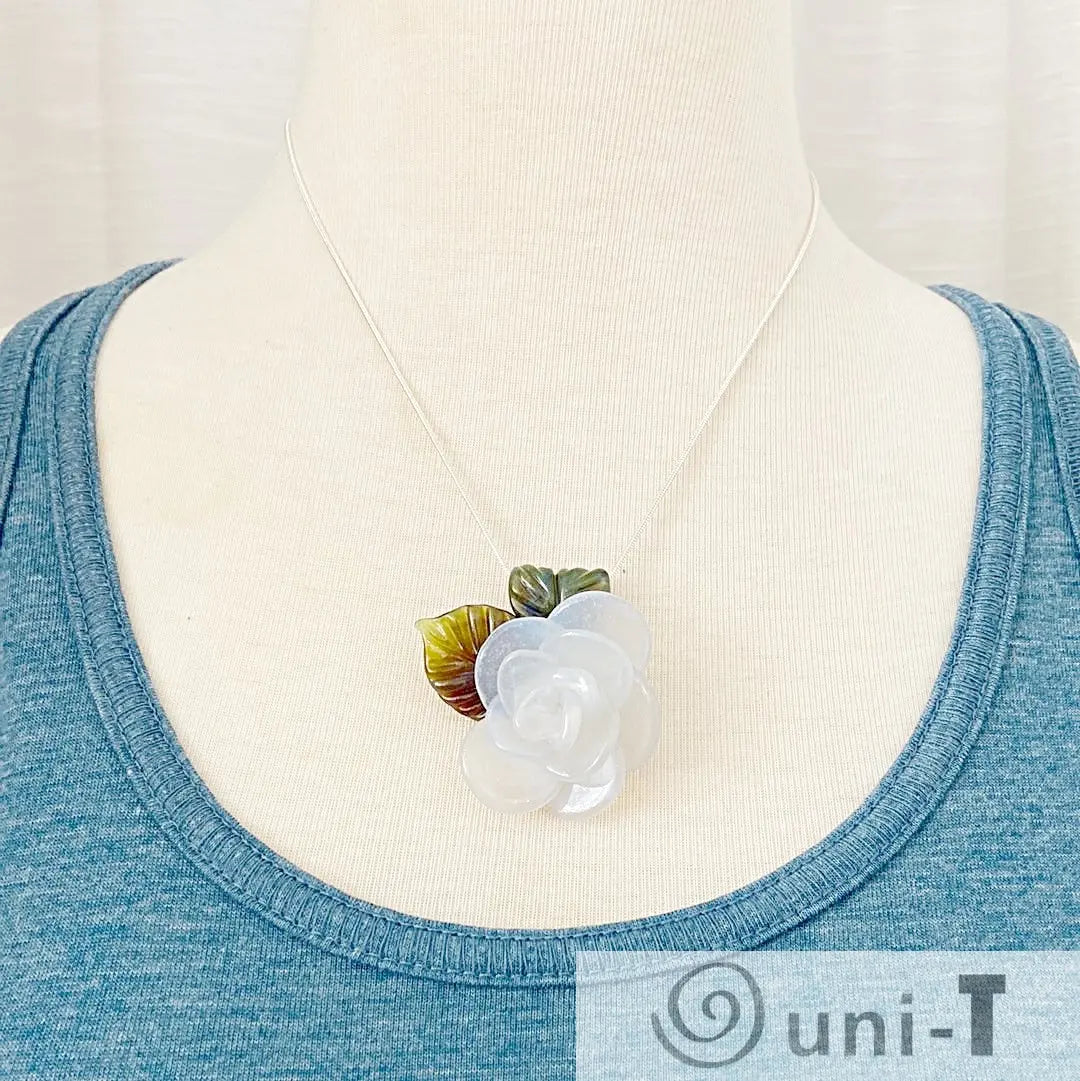 Rose Flower Torch Worked Glass with Silver Snake Chain Necklace Christine Mathews