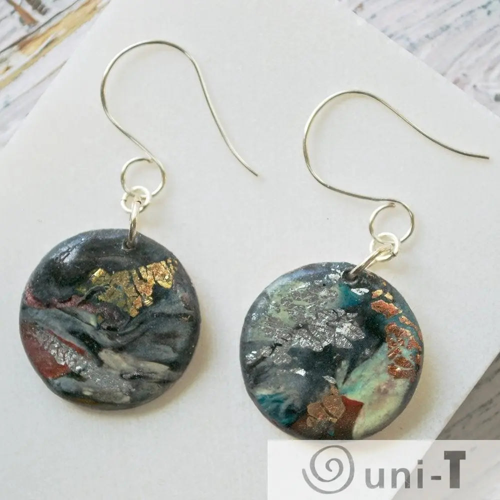 Round Polymer Clay  Earrings Sandrine Colson