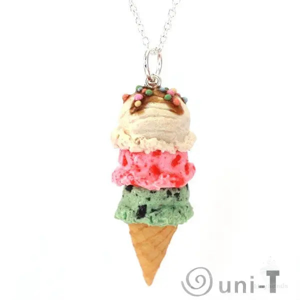 Scented Triple Scoop Ice Cream Cone Necklace THJ