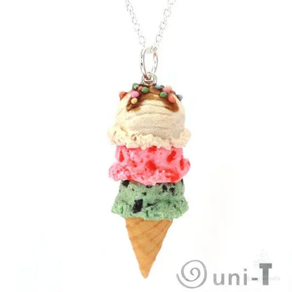 Scented Triple Scoop Ice Cream Cone Necklace THJ