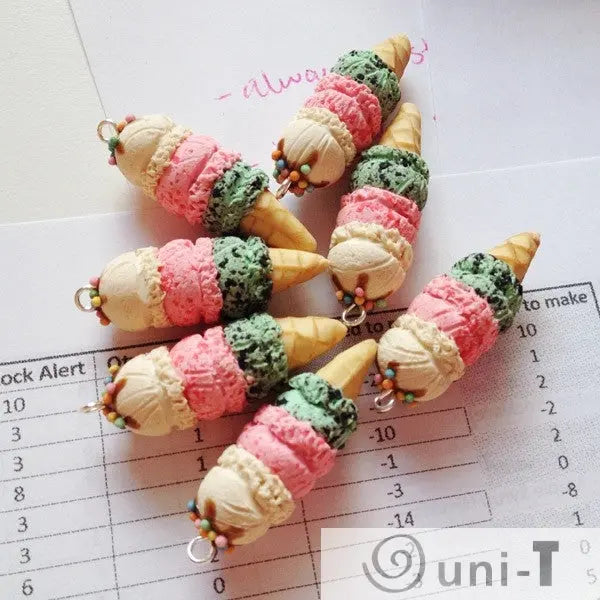Scented Triple Scoop Ice Cream Cone Necklace THJ