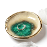 Malachite Oyster Ring Dish, Chakra Bowl, 22k Gold Ceramic Bowl Uni-T Small Gifts