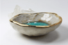 Capri Oyster Ring Dish, Chakra Bowl, 22k Gold Ceramic Bowl Uni-T Small Gifts