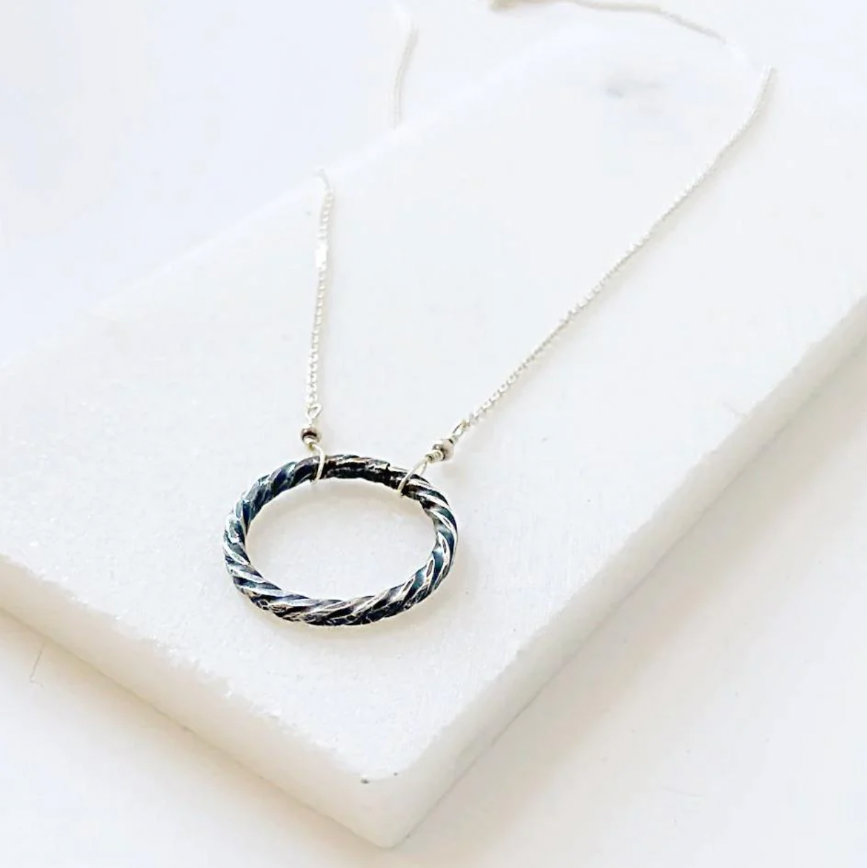 Textured Circle Necklace, Infinity Necklace, Silver Necklace Janine Gerade