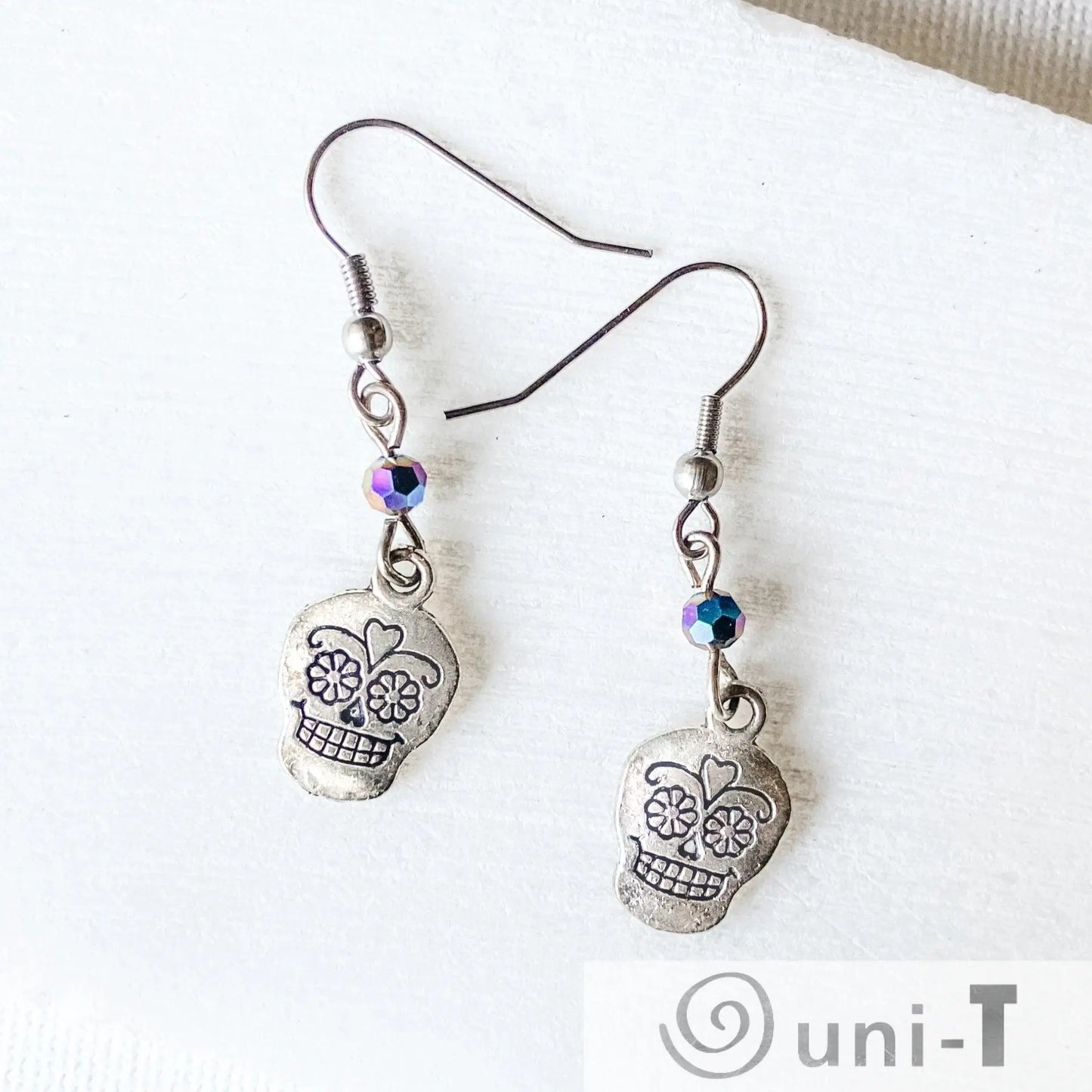 Scull Charm Earrings with Glass Beads Shana Cohen