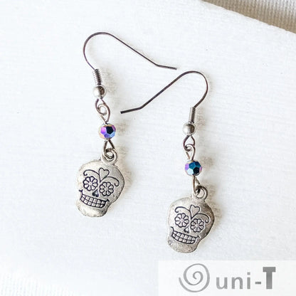 Scull Charm Earrings with Glass Beads Shana Cohen