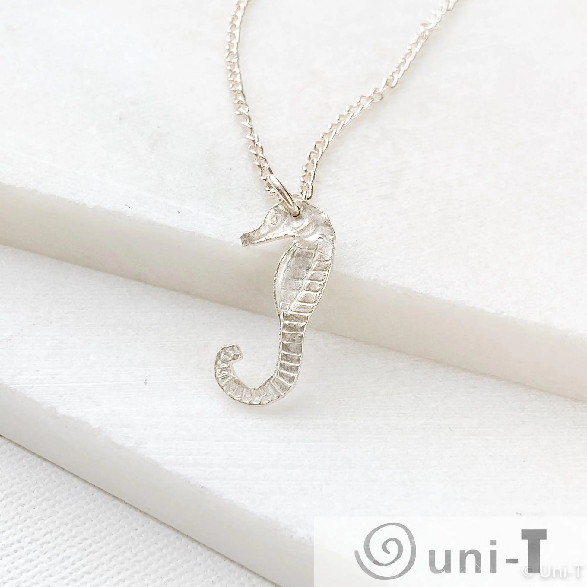 Seahorse Necklace, Precious Metal Clay 99% Silver with Sterling Silver Chain Amy Vulfovich
