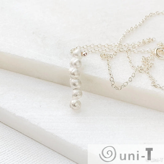 Silver Ball Line Necklace, Precious Metal 99% Silver Clay with Sterling Silver Chain Amy Vulfovich