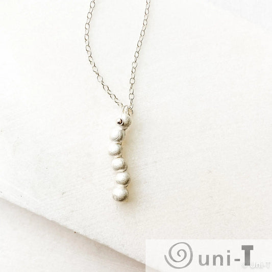 Silver Ball Line Necklace, Precious Metal 99% Silver Clay with Sterling Silver Chain Amy Vulfovich