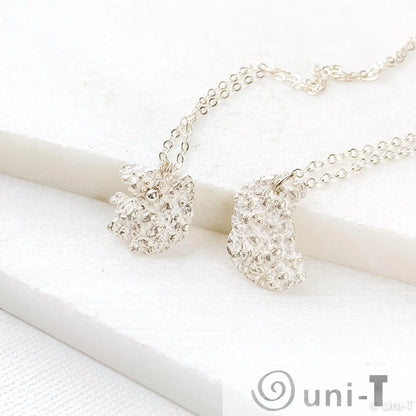 Silver Lava Impression Necklace, Precious Metal Clay 99% Silver with Sterling Silver Chain Amy Vulfovich