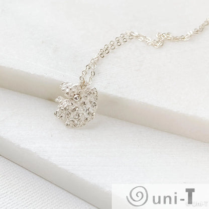 Silver Lava Impression Necklace, Precious Metal Clay 99% Silver with Sterling Silver Chain Amy Vulfovich