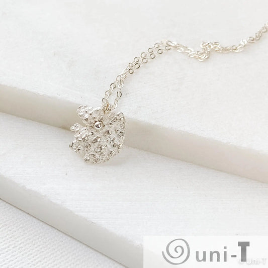 Silver Lava Impression Necklace, Precious Metal Clay 99% Silver with Sterling Silver Chain Amy Vulfovich