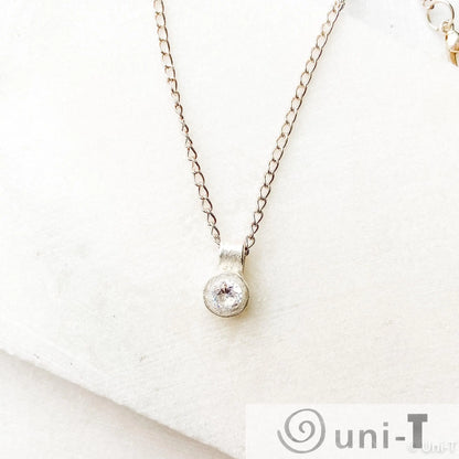 Silver Pendant with Cubic Zirconia Necklace, Precious Metal Clay 99% Silver with Sterling Silver Chain Amy Vulfovich