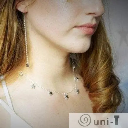 Silver Star Necklace - Silver Plated on Hematite Stars with Sterling Silver Chain Nicole Goulet