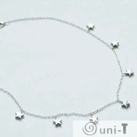 Silver Star Necklace - Silver Plated on Hematite Stars with Sterling Silver Chain Nicole Goulet