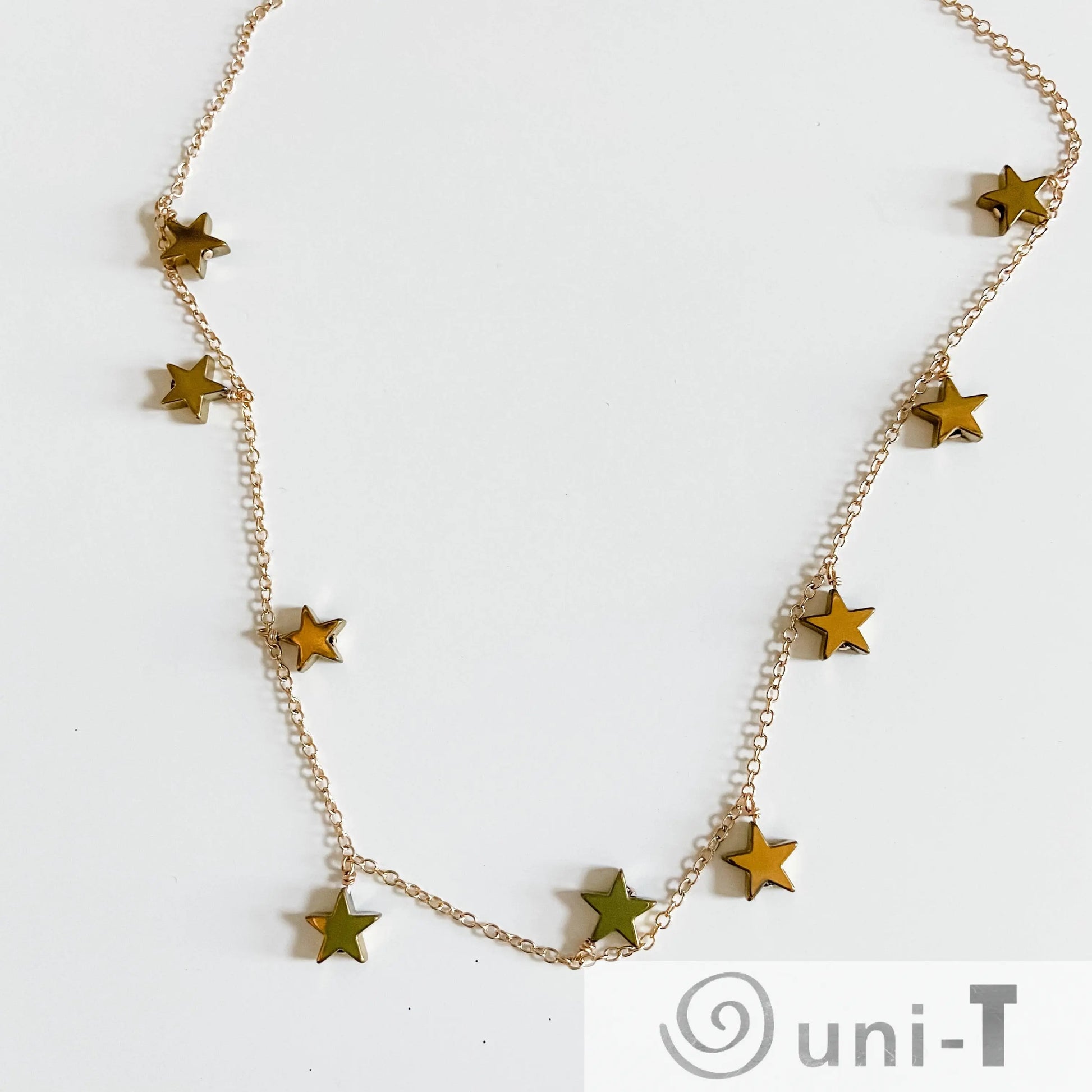 Silver Star Necklace - Silver Plated on Hematite Stars with Sterling Silver Chain Nicole Goulet