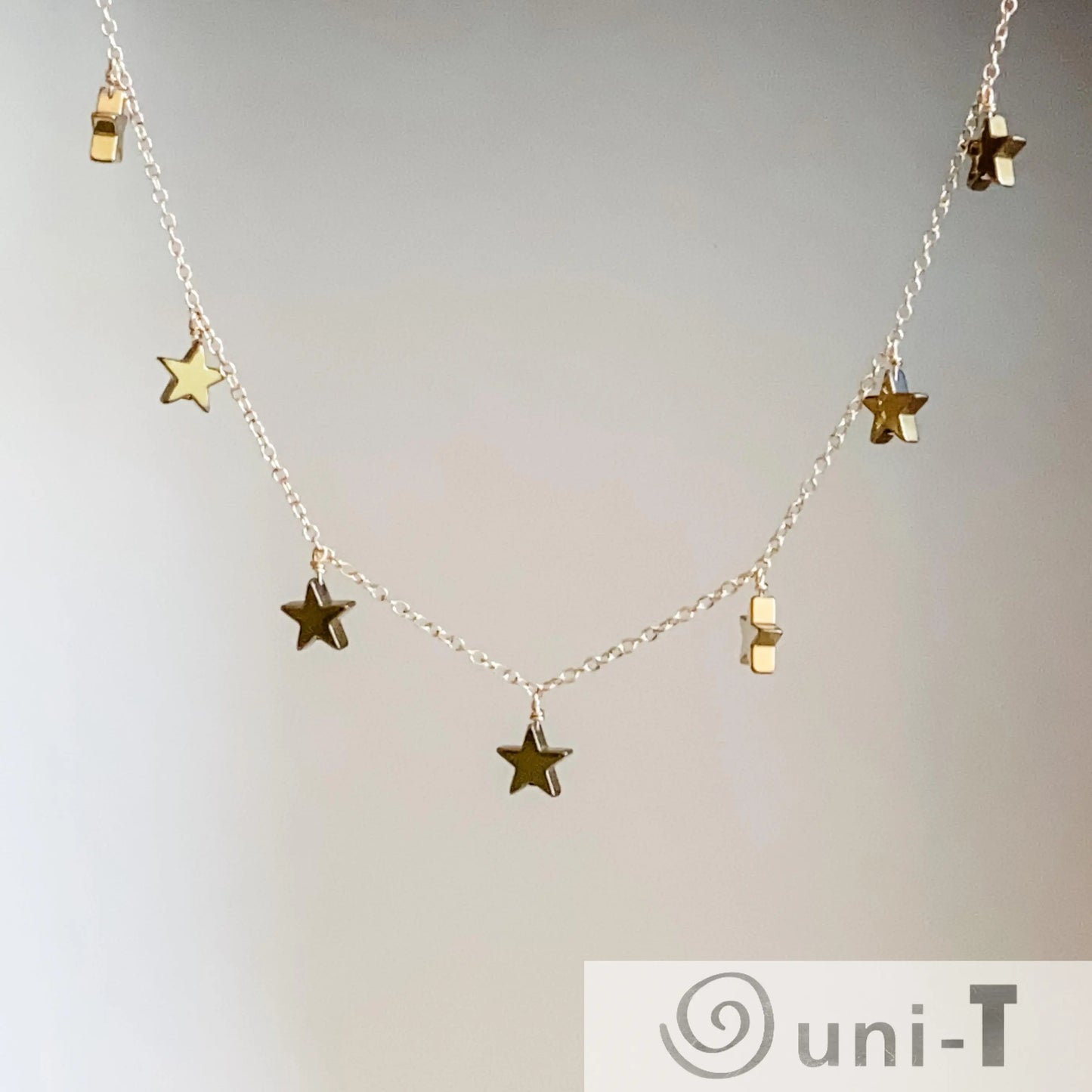 Silver Star Necklace - Silver Plated on Hematite Stars with Sterling Silver Chain Nicole Goulet