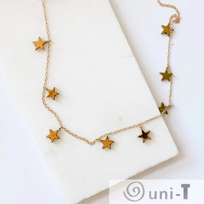 Silver Star Necklace - Silver Plated on Hematite Stars with Sterling Silver Chain Nicole Goulet