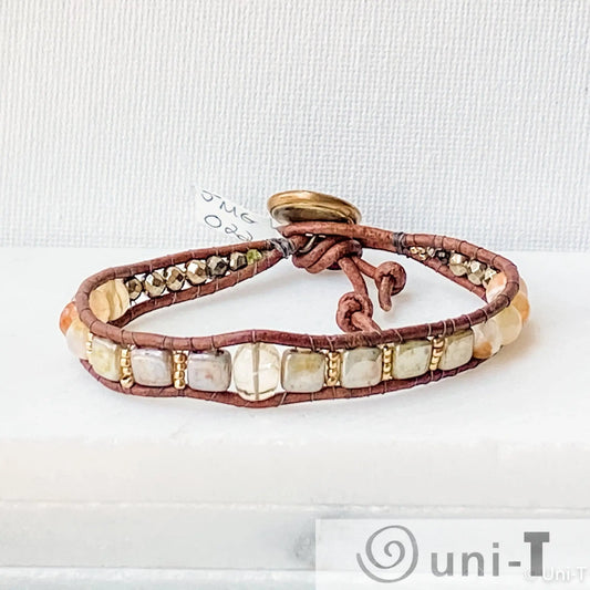 Single Woven Bracelet with Citrine, Jasper and Hematite Beads Janine Gerade